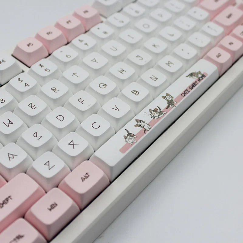 Cheese Cat Xda Perfil Keycap Teclado Gaming Mecânica Cherry mx Switch Pbt Keycaps Rosa Dye-sub Bonito 134 Chaves - Imagem 2
