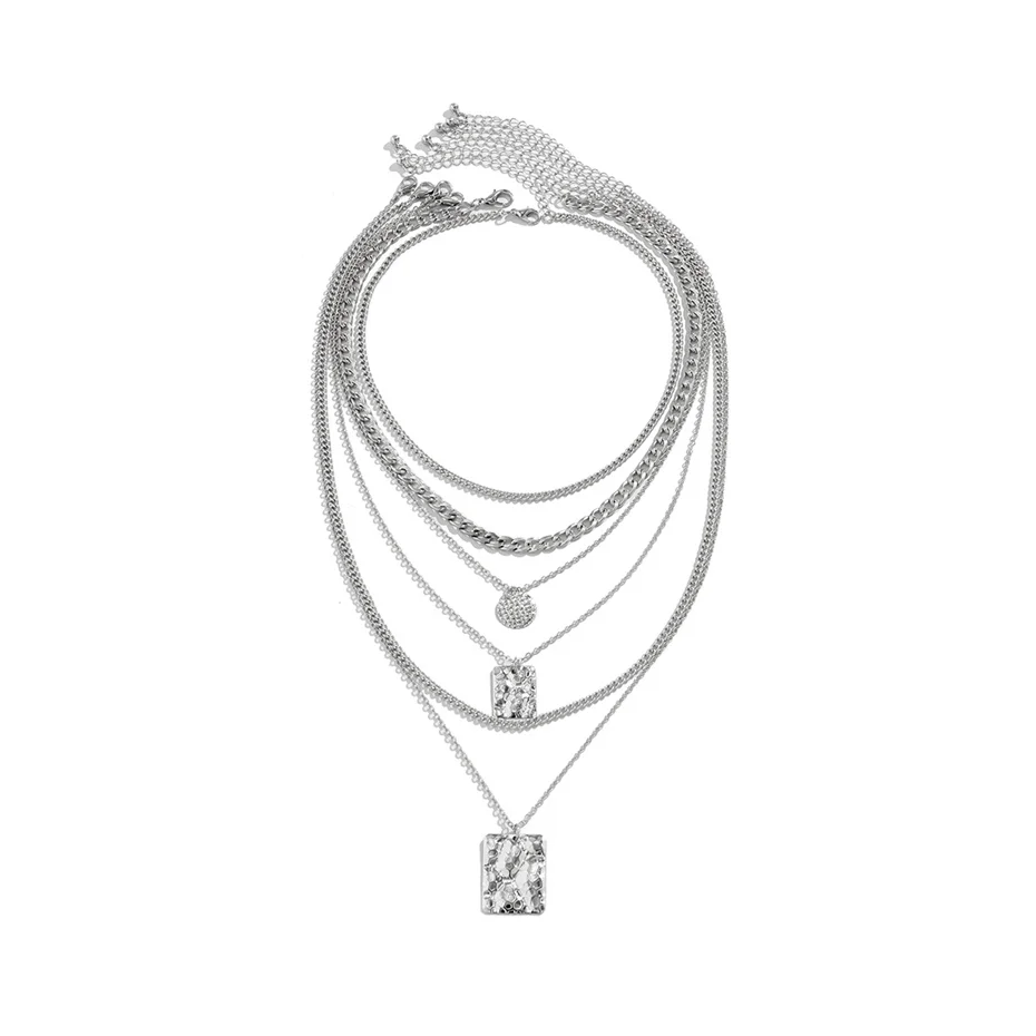 6 teile/satz Vintage quadratische Tag Münze Anhänger Choker Halskette für Frauen Punk Metall Gold Farbe Link Choker Y2k Schmuck Steampunk 2023 – Detail 13