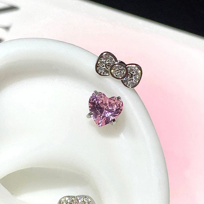 316L Stainless Steel Annular Ear Bone Nail Zircon Earring Women Jewelry
