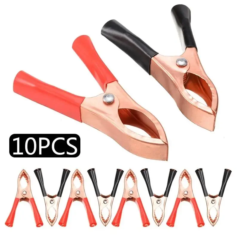 10pcs 30A 악어 스프링 클램프 레드 & 블랙 자동차 배터리 클립 케이블 악어..