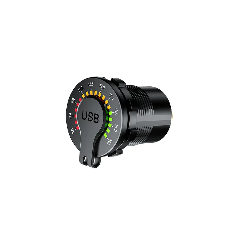 QC3.0 36W 6A 전압계 스위치가있는 듀얼 USB 충전기 소켓 12V 자동차 보트 오토바이 트럭 골프용 USB 콘센트 고속 충전기
