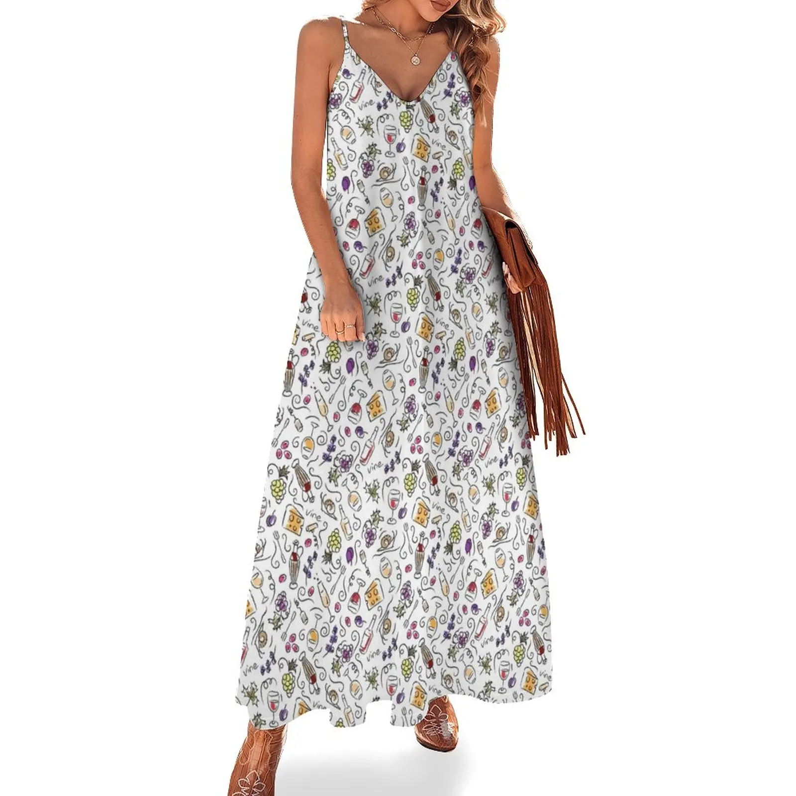 

Wine pattern Sleeveless Dress womens clothing women's fashion dresses dress for woman wedding guest dress 2024
