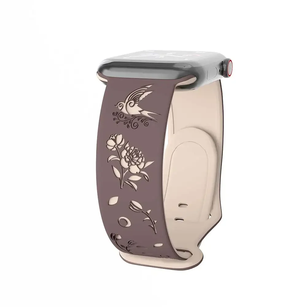 Swallow Engraved Silicone Apple Watch Band Bracelet
