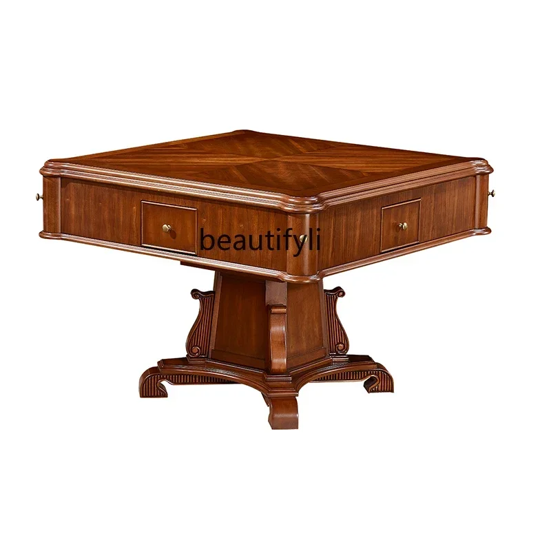 

Классический американский Вилла роскошный автоматический маджонг стол из массива дерева резьба покерный стол для отдыха развлекательный стол