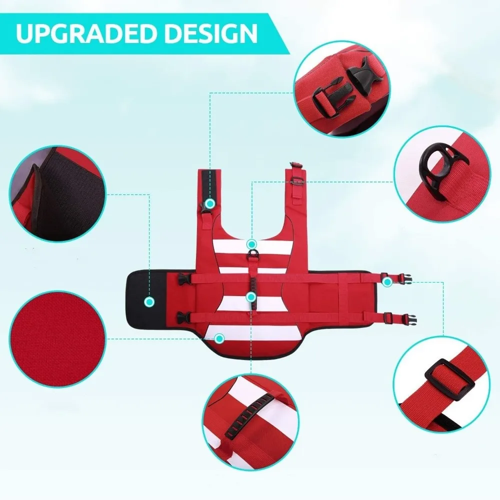 Reflective Dog Life Jacket Adjustable Breathable Pet Life Preserver Superior Buoyancy with Handle Safety Vests