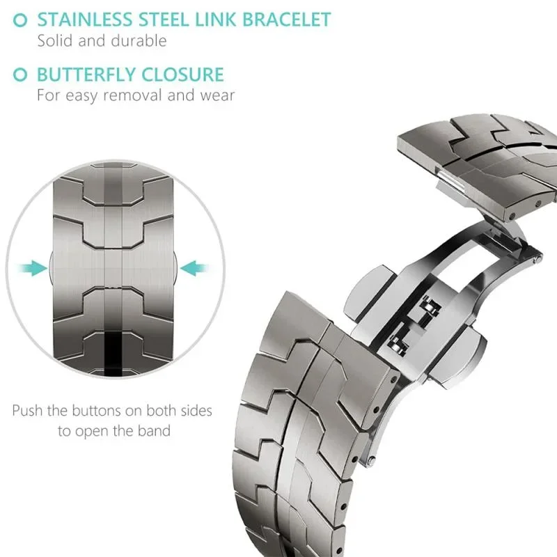 Stainless Steel Metal Strap for Apple Watch - Elegant Wristband Replacement