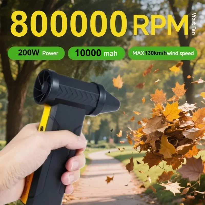 800000 RPM Electric Air Blower Turbo Fan Brushless Motor 60M/S Big Wind Speed 10000MAH USB Rechargeable Powerful Dust Blower