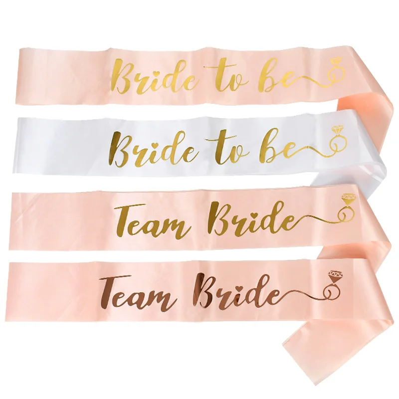 

2pcs Pink White Bride To Be Team Bride Satin Sash for Wedding Engagement Bridal Shower Decorations Bachelorette Party Supplies