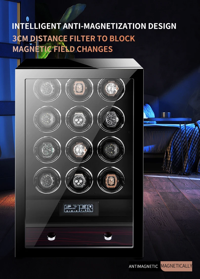 S0b4cfd3105944c77b10d941a008954e17 Embers Mechanical Watch Winder Automatic Winding Wooden Watch Storage Box Fingerprint Safe With Jewelry Box