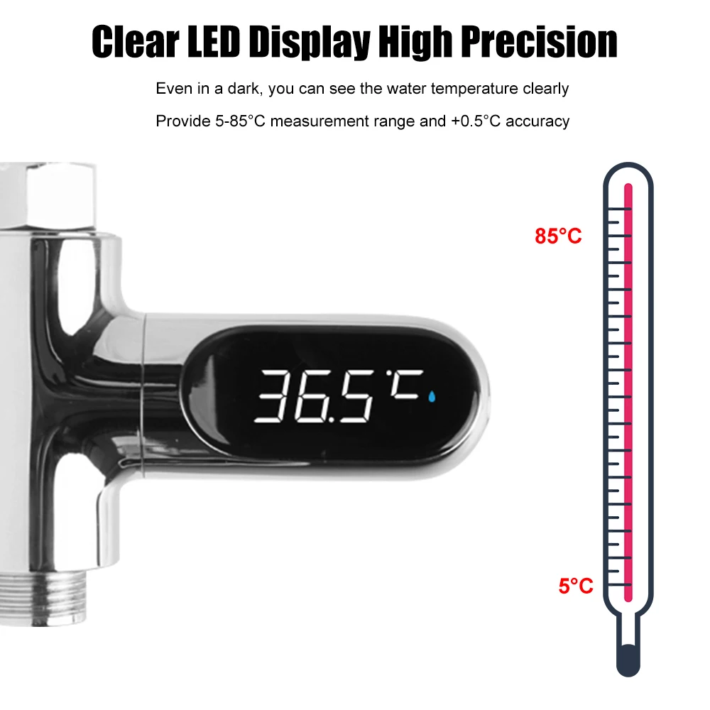 Digital LED Shower Temperature Display Self-Generating Electricity Water  Thermometer for Baby Bath Water Temperature Smart Meter - AliExpress
