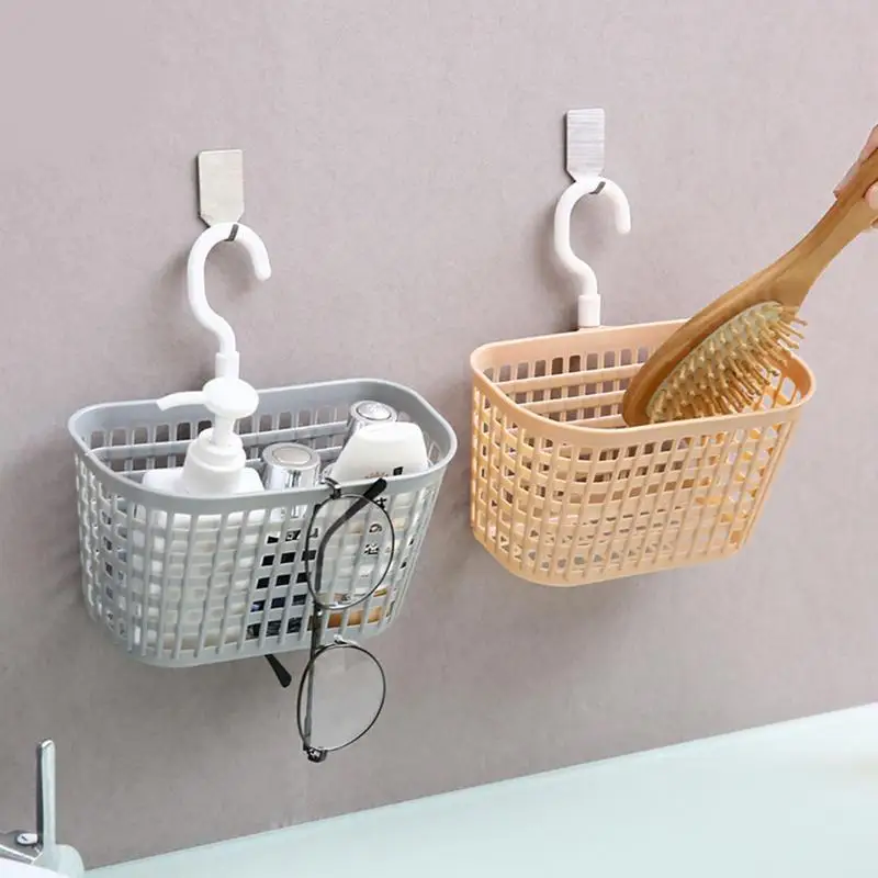 Plastic Home Storage Basket Hanging Shower Basket With Hook For Bathroom Storage Holder Kitchen Hook Basket Storage Organizer