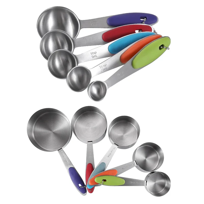 10 Pcs set 304 Stainless Steel Graduated Spoon Magnetic Coffee & milk powder Measuring Cups and Spoons Kitchen Baking Tools