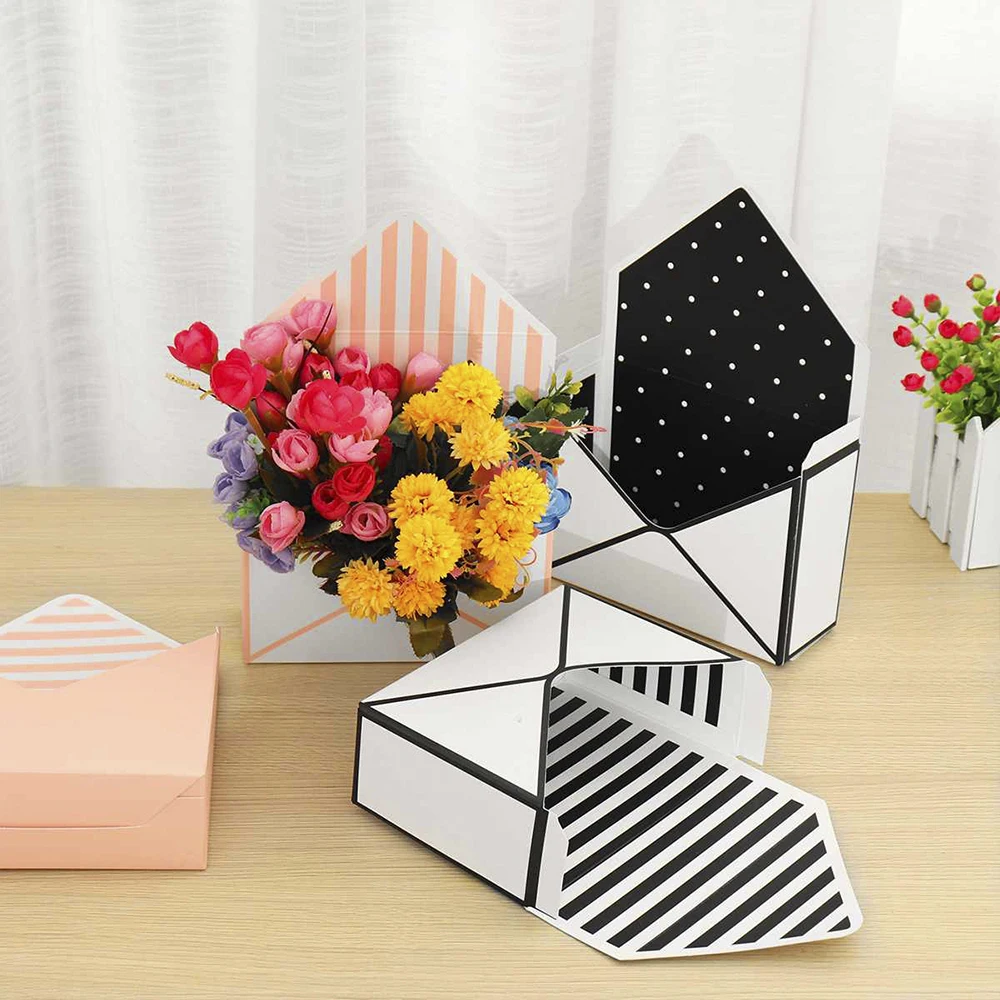 Creative Envelope Folding Flower Florist Bouquet Storage Box Party Valentine's Day Lining Envelopes Wedding Invitation Envelope envelope storage box
