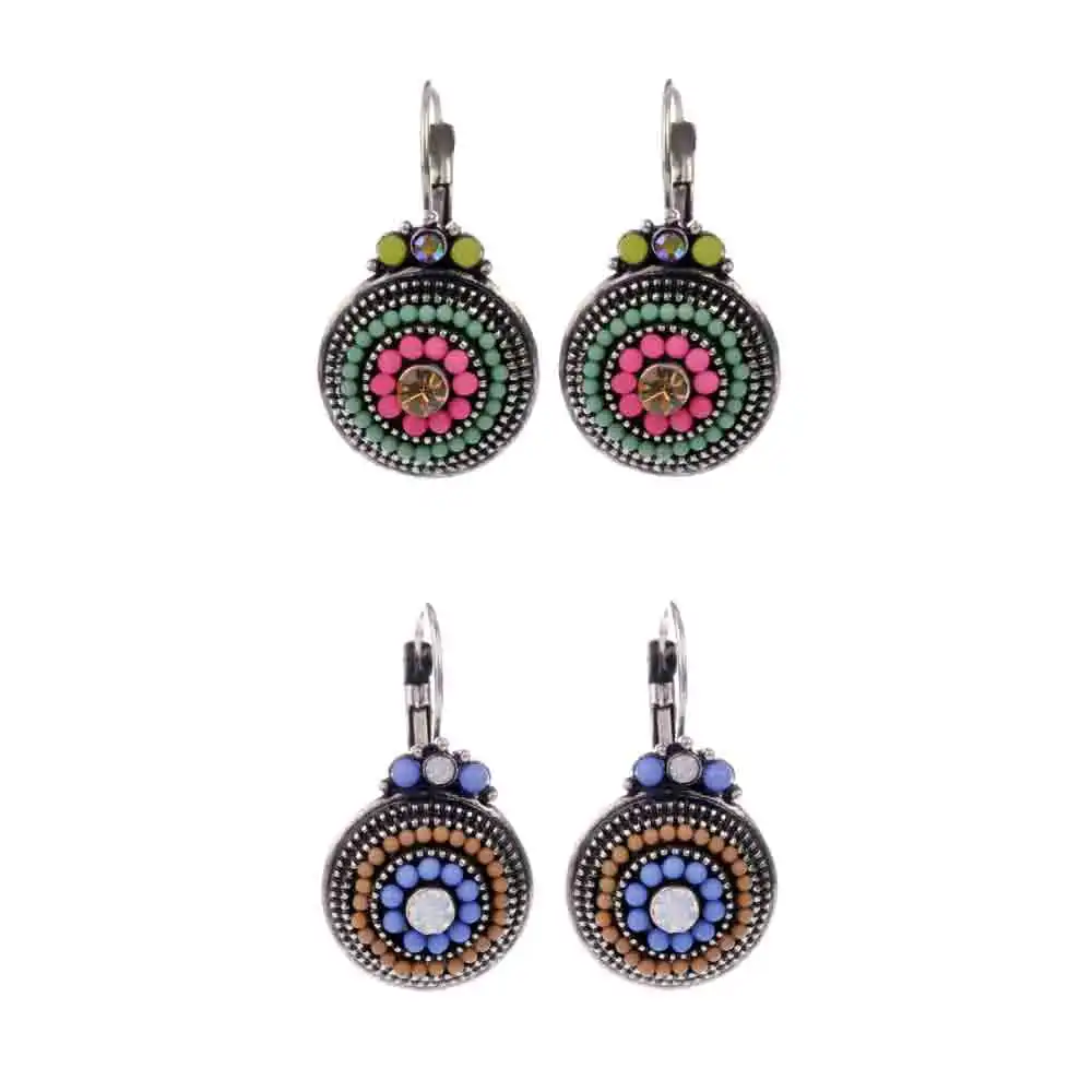 

Zircon Resin Beads Drop Earrings For Women Retro New Alloy Round Female Hanging Dangle Earring Fashion Ear Jewelry Brincos