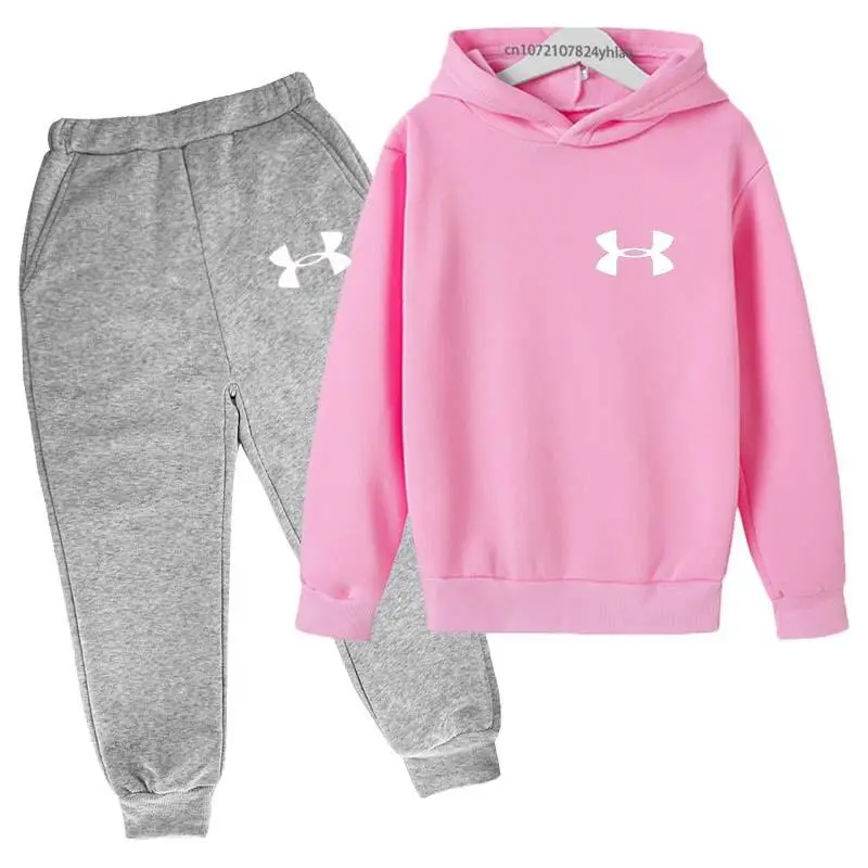thumbnail image 1 of Conjunto de 2 piezas de sudadera y pantalones de terciopelo para niños, primavera y otoño, informal, sencillo, para niñas de 2 a 13 años, 1 of 5