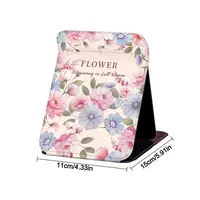 Miroir de maquillage pliable INS, miroir compact à rabat floral, miroir cosmétique sur pied pour dortoir étudiant 6