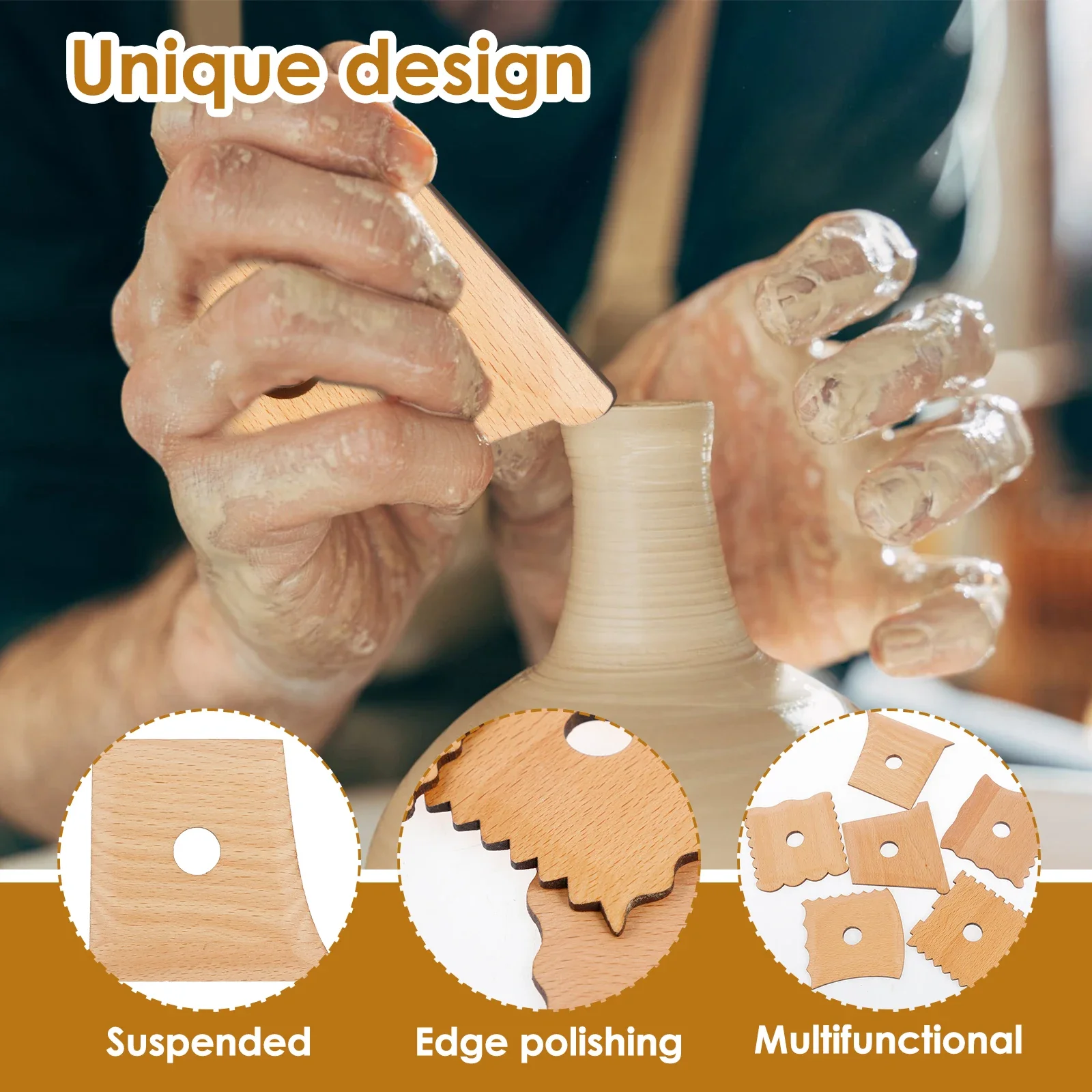 6 Pcs Pottery Foot Shaper Tools Beech Wood Pottery Ribs Portable Trimming Tools Easy to Use Sculpting pottery tools clay sculpting tools pottery sculpting tools