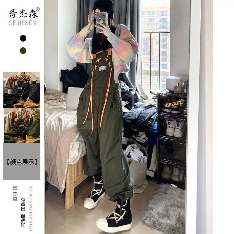 Korean style work overalls men summer thin style trendy brand Japanese retro design trendy niche casual couple one piece pants