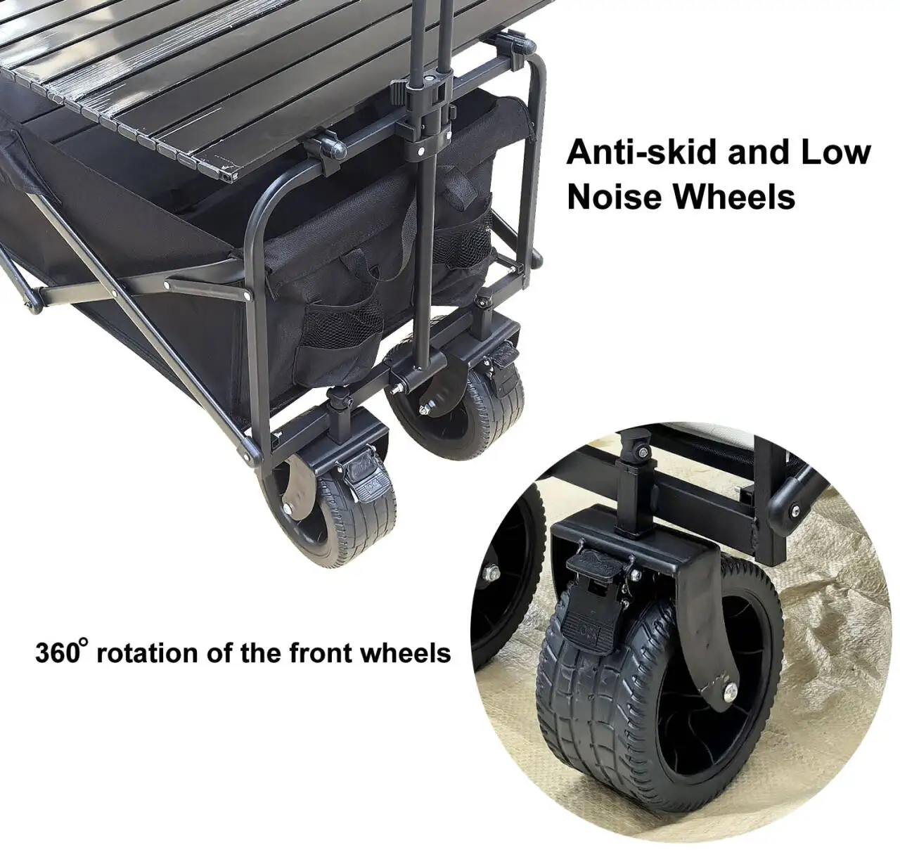 Extra Long Extender Outdoor Wagon Cart Large Capacity Utility Folding Cart Camping Picnic Trolley Beach Collapse Folding