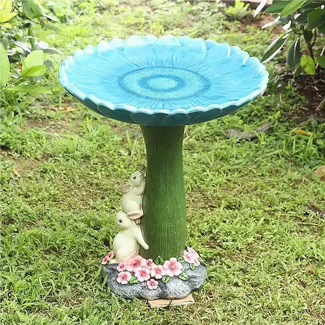 Gyanta Madár -Etető Állatok Szobor Fürdő Madarak Étel Dísz Fürdőkert Kerti Kültéri Miniatűr Dekorációhoz - Image 6