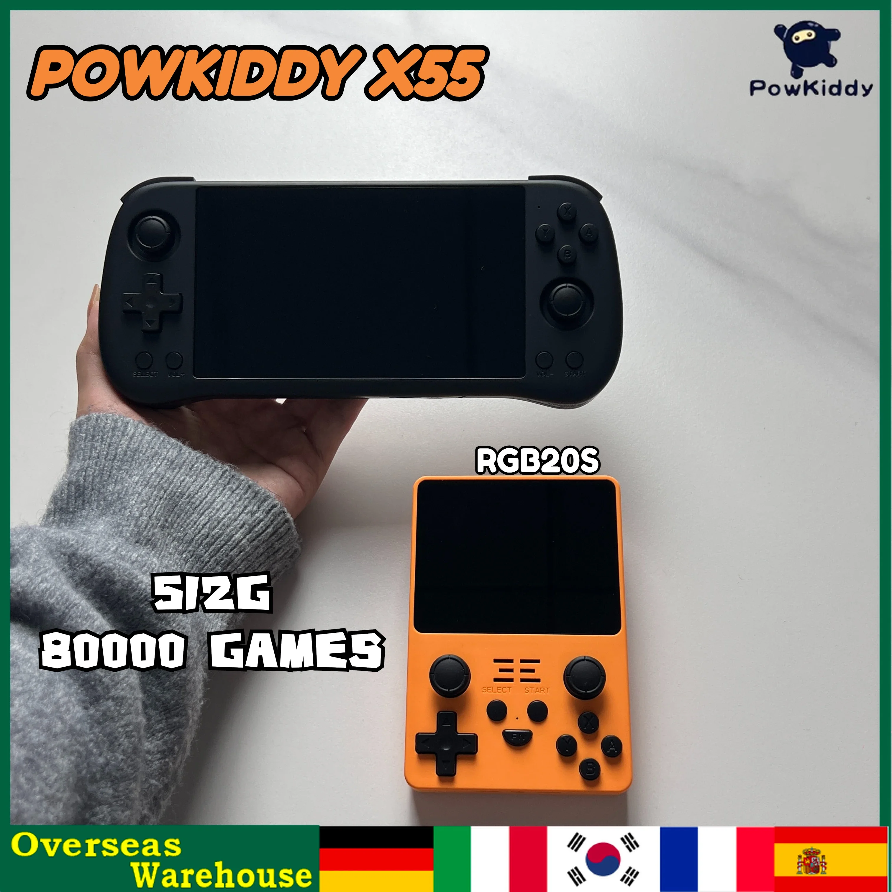 Powkiddy X55 Rgb20S Console Di Gioco Portatile Retrò 5.5 Pollici 1280*720 Supporto Doppia Scheda Tf Psp Ps2 Giochi Regali Per Bambini Regalo Ragazzo