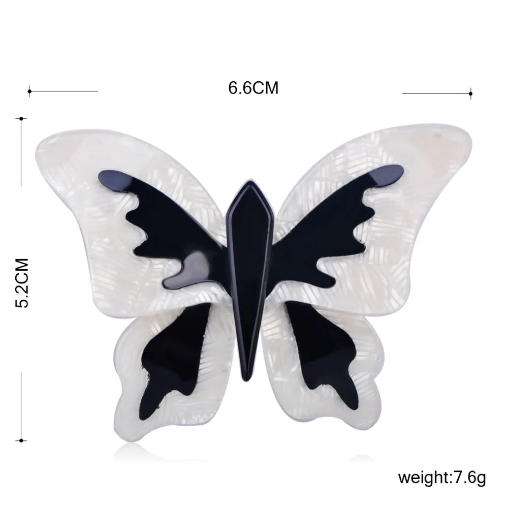 Blucome Fashion Brooch Butterfly Shape White Acrylic Child Ms Banquet Daily Dress Suit Chest Special Accessories Exquisi Gifts