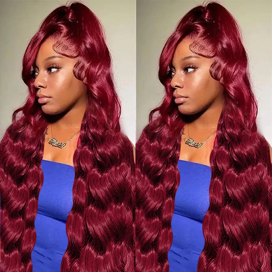 

99J Burgundy Body Wave Wig Lace Front Wig 13x4 13x6 Hd Lace Frontal Wig Human Hair Pre Plucked 250 99j Red Colored Wig For Woman