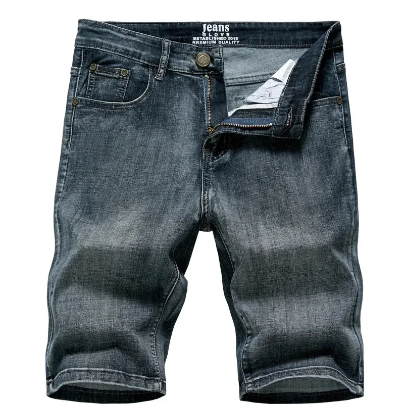 2025 Summer New Men's Denim Shorts Classic Black Blue Thin Section Fashion Slim Business Casual Jeans Shorts Male Brand 4