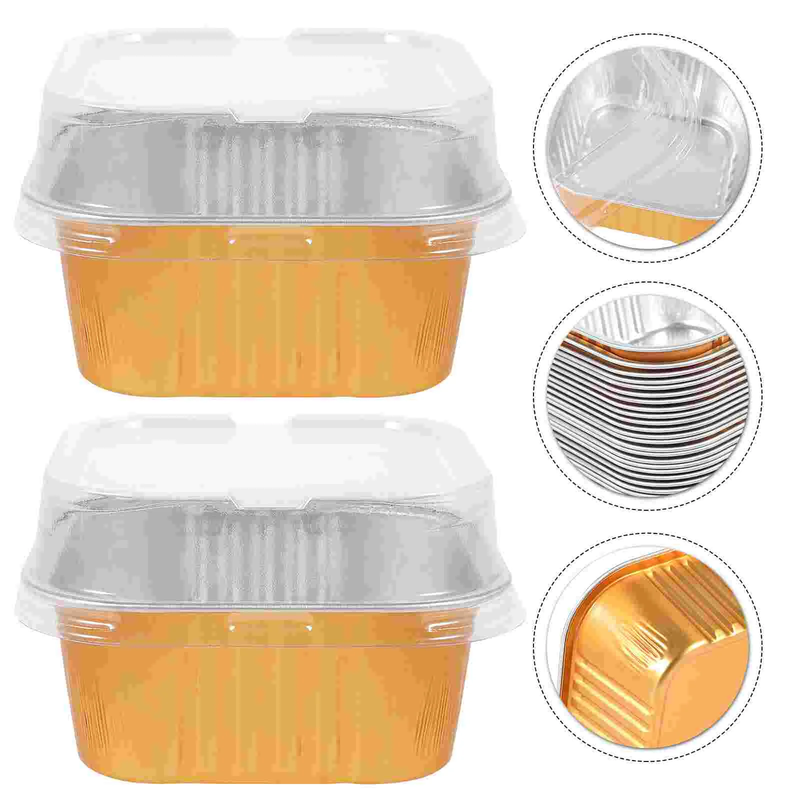 

40 Sets Aluminum Foil Cake Box Multi-function Container Thickened Food Detachable