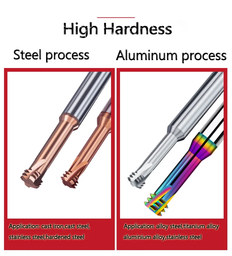 New DLC M1 M6 M8 M10 M16 HRC65 Tridentate Thread Cutter Bit Three Teeth Aluminum Processing Tungsten Steel Alloy Thread Mills