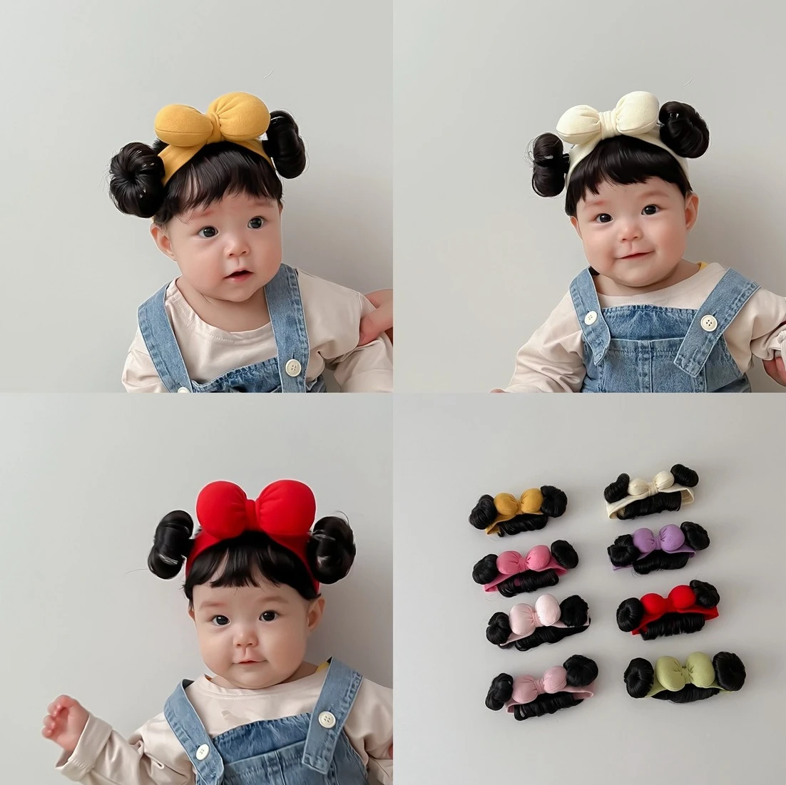 헤어 패션 귀여운 코튼 보우   소녀 DIY 헤어 가발 모자 헤어피스  어린이 어린이 소녀 머리띠 모자 BT14