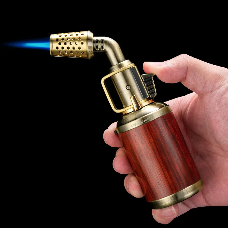 CIGARLOONG-Straight Windproof Cigar Lighter, Inflatable Retro Torch, Double Safety Switch Design with Gift Box, CLB-23HN1