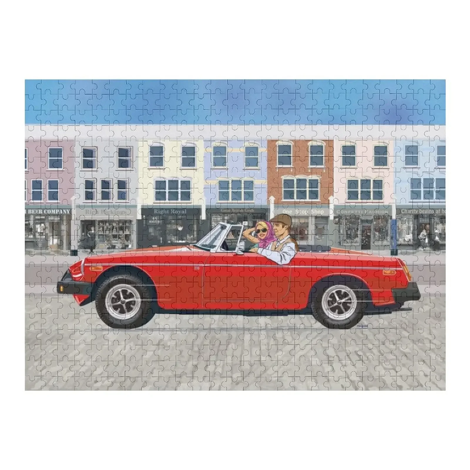 

Tartan Red coloured 'B' Roadster – the Classic British Sports Car Jigsaw Puzzle Custom Photo Works Of Art Puzzle