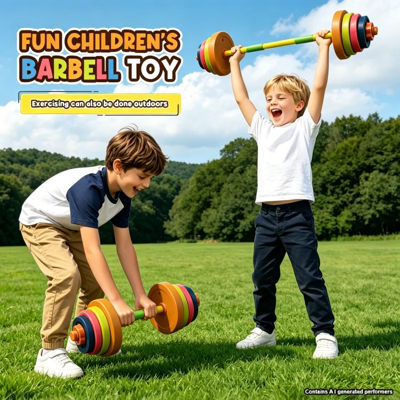 Set di manubri e bilanciere regolabili per bambini, attrezzatura fitness per interni ed esterni, gioco sportivo genitore-figlio, regalo di compleanno per bambini e bambine.