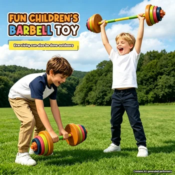 Set di manubri e bilanciere regolabili per bambini, attrezzatura fitness per interni ed esterni, gioco sportivo genitore-figlio, regalo di compleanno per bambini e bambine.