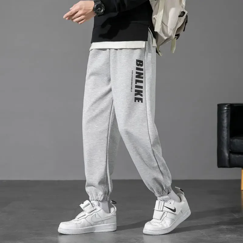 thumbnail image 1 of Pantalones deportivos lisos de otoño e invierno para hombre, pantalones de algodón, sudadera harén, pantalones deportivos grandes de talla grande Y2k coreanos para hombre, 1 of 5