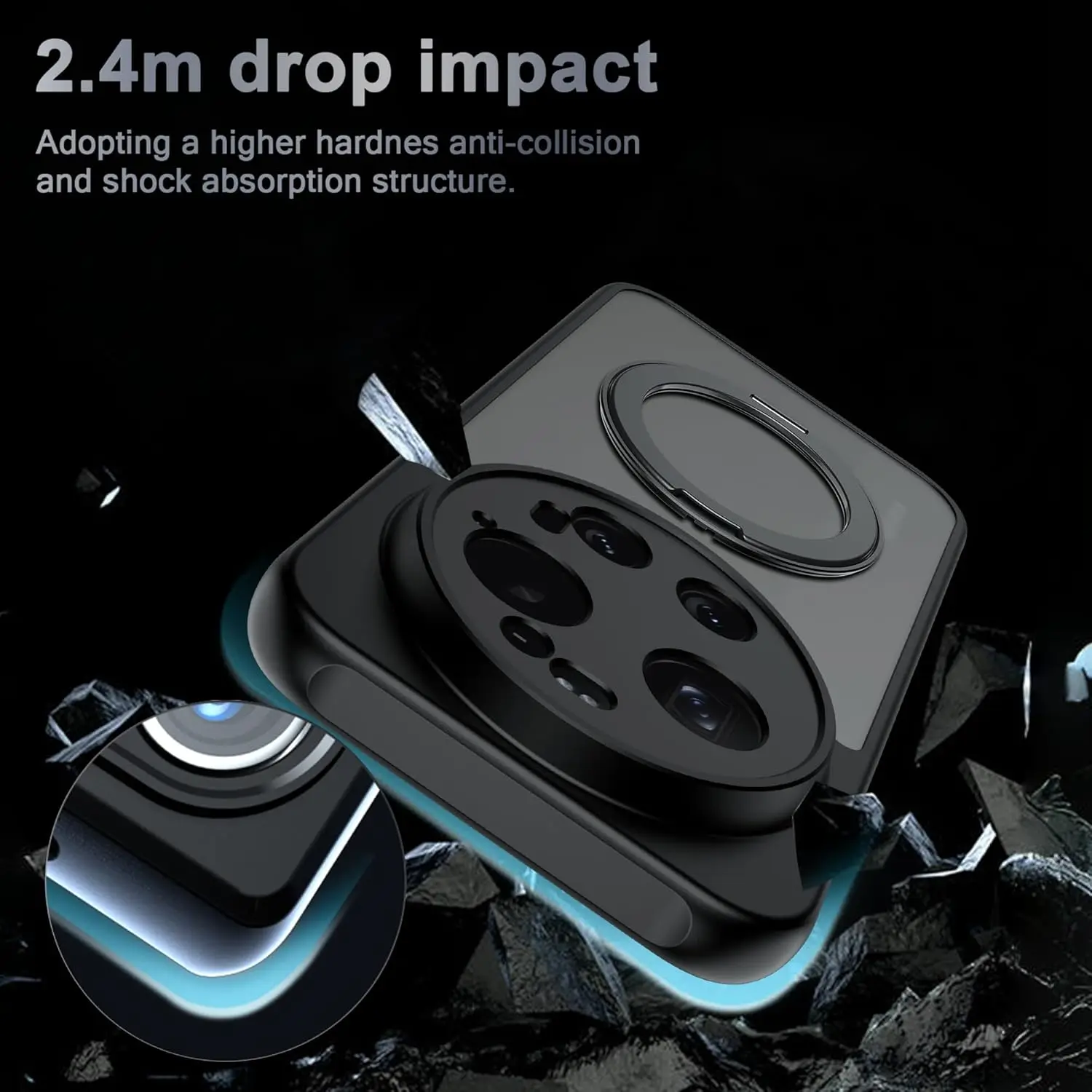 Rotating Shockproof Kickstand Magnetic Wireless Charging Phone Case