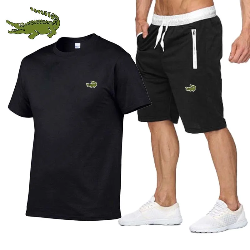 CARTELO Spring Summer and Autumn New Men's Suit Fashion Leisure Sports Printed T-shirt + Jogging Pants Set Breathable Sportswear