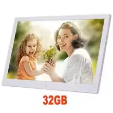 10 - Inch HD LED Digital Photo Frame with Multimedia Features - Ideal Gift - UK Plug (White with 32GB)