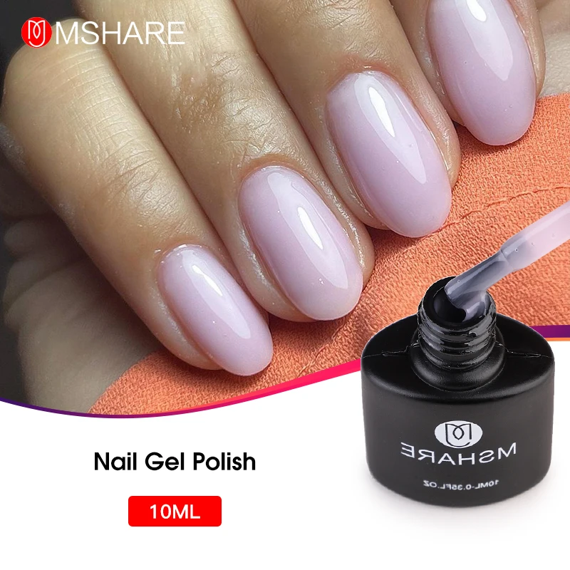 MSHARE Milky White Gelish Nail Polish Jelly Semi-Permanent Varnish Hybrid Enamel Nude UV Led Lamp Nails Art 10ml