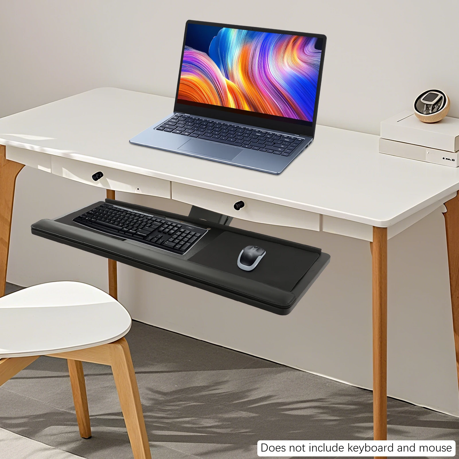 Adjustable Keyboard Tray|Ergonomic Keyboard Stand with Large Tray 25.59x10.04 Inch, Height Adjustable 0-12cm,360°Rotation