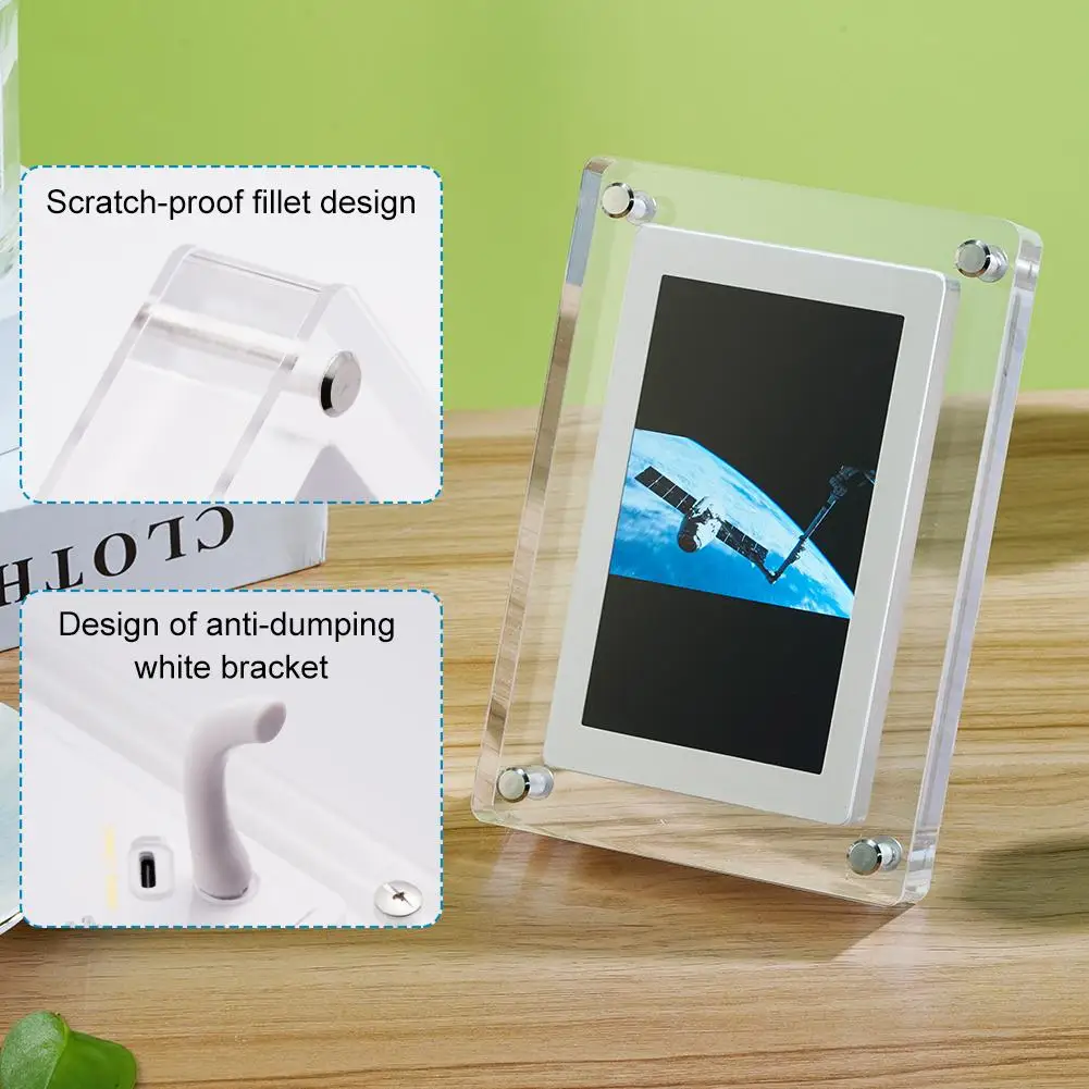 Acrylic Digital Photo Frame 5 Inch 1200mAh Vertical Display IPS Screen 4G Memory Battery Portable Digital Picture Frame