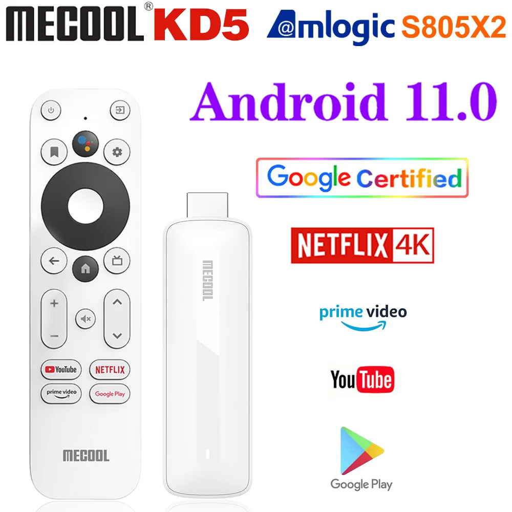Global Mecool KD3 Smart TV Stick Netflix 4K TV Box Android 11 ATV Google  Certified Amlogic S905Y4 2GB8GB DDR4 Wifi BT TV Dongle - AliExpress