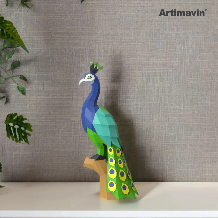 Peacock DIY Handmade Origami Decorative Geometric Design for Living Room, Bedroom or Study Home Decoration