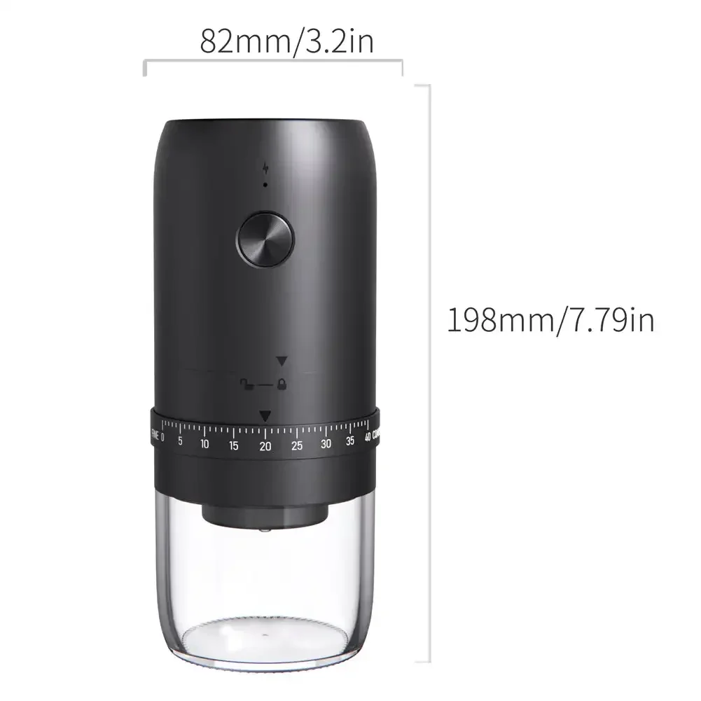 New Portable USB Electric Coffee Bean Grinder 40 Gears External Adjustable Rechargeable Grinders Household Mini Coffee Machine 6