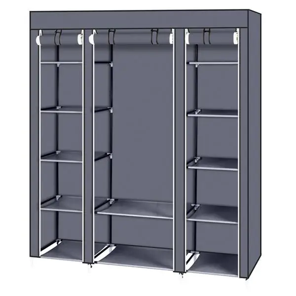 Closet Wardrobe Portable Closet for Bedroom Clothes Rail with Non-Woven Fabric Cover Clothes Storage Organizer  12 Compartments 6