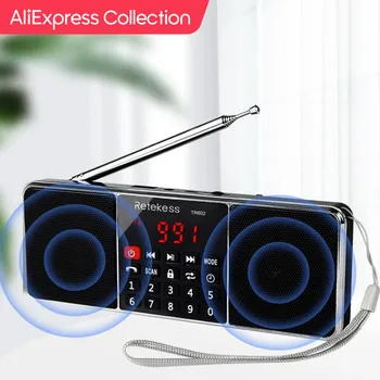 AliExpress Collection RETEKESS 디지털 휴대용 라디오 AM FM 블루투스 스피커, 스테레오 MP3 플레이어, TF SD 카드, USB 드라이브, 핸즈프리 통화 LED, TR602
