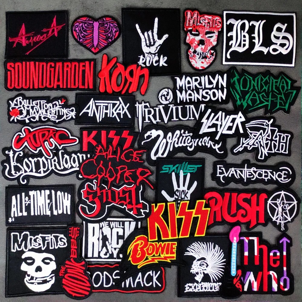 ROCK BAND Iron On Patches Cloth Mend Decorate Clothes Apparel Sewing Decoration Applique Badges Heavy Metal MUSIC