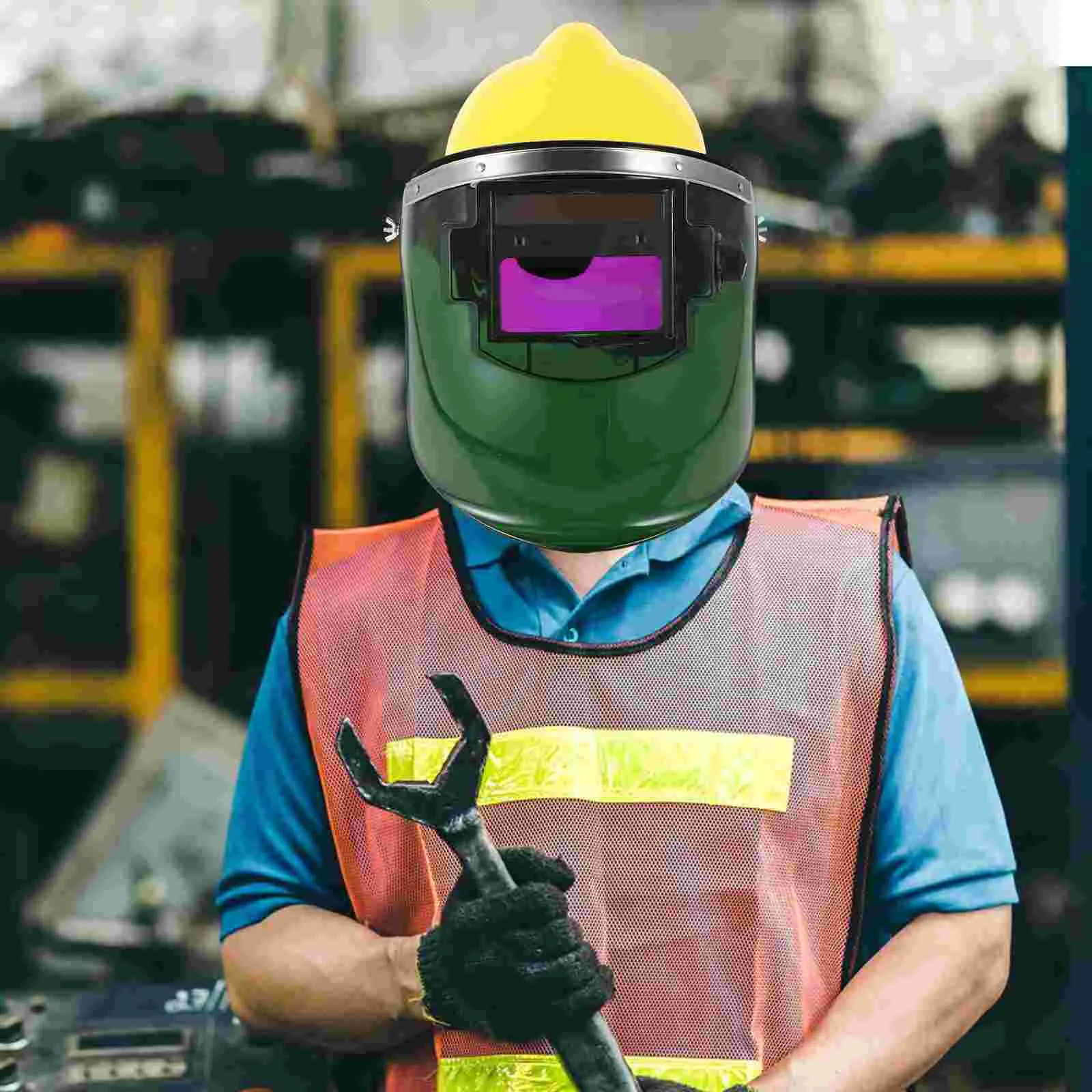 

1 Set Dimming Welding Mask Protective Face Screen Solar Welders Welding Protective Masks with Safety Hat for Welder (1PC