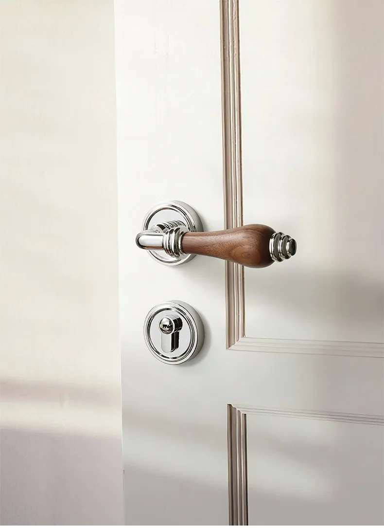 Description Picture 2 of itemChinese Style Bedroom Door Lock Indoor Solid Wood Door Handle Split Mechanical Lock Silent Security Door Lock Household Hardware